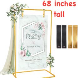 “Welcome” Wedding Stand,  Seating Chart. Gold Color.  Size 68” tall. - new in box
