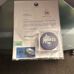Buffalo Sabres Josh Gorges Signed Hockey Puck