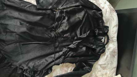 New Women Ruffle Mini Black Dress  2x