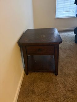 Solid wood side table with drawer