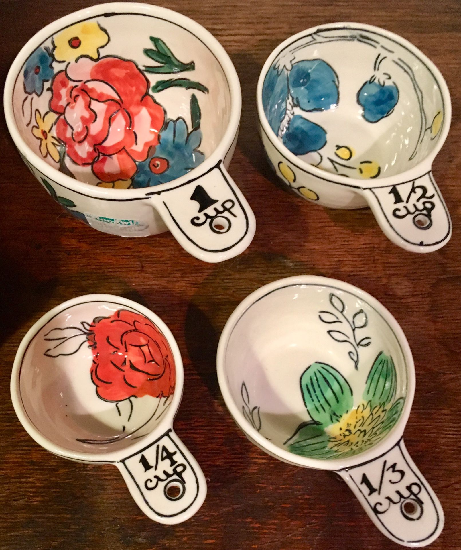 Anthropologie molly hatch floral painted measuring cups