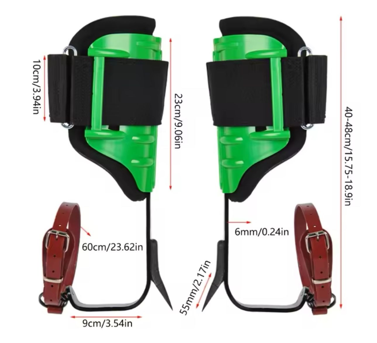 Adjustable tree climbing spikes