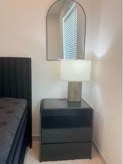 Set of 2 Modern Black Nightstands with Charging Stations