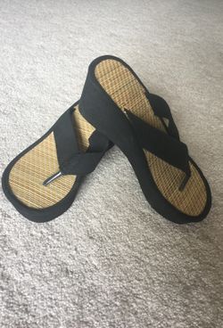 Black ladies wedge sandals