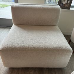 3 Armless White Boucle Sectional 