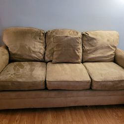 Suede Pull-out/Sleeper Couch