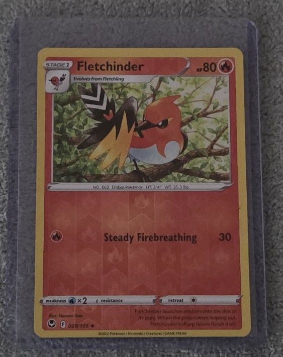 Fletchinder Reverse Holo 28/195 Pokemon SWSH: Silver Tempest