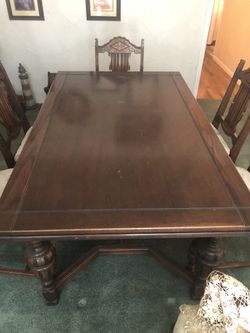 Antique dining table and buffet
