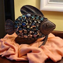 Industrial Bronzed Hammered Gemmed Fish