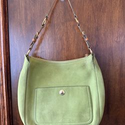 Vintage Coach Lime Green Leather Zip Close Shoulder Purse #C06S-F10186