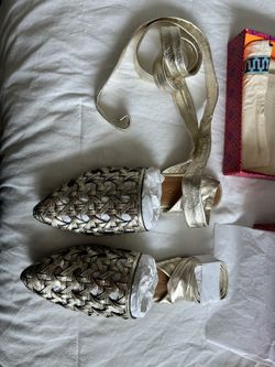 Tory Burch Shoes Basketweave Wrap Flat