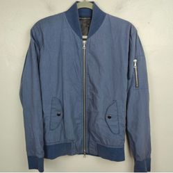 John Elliott Co Bomber Jacket Mens 1 Small Blue Full Zip Cotton Preppy Designer