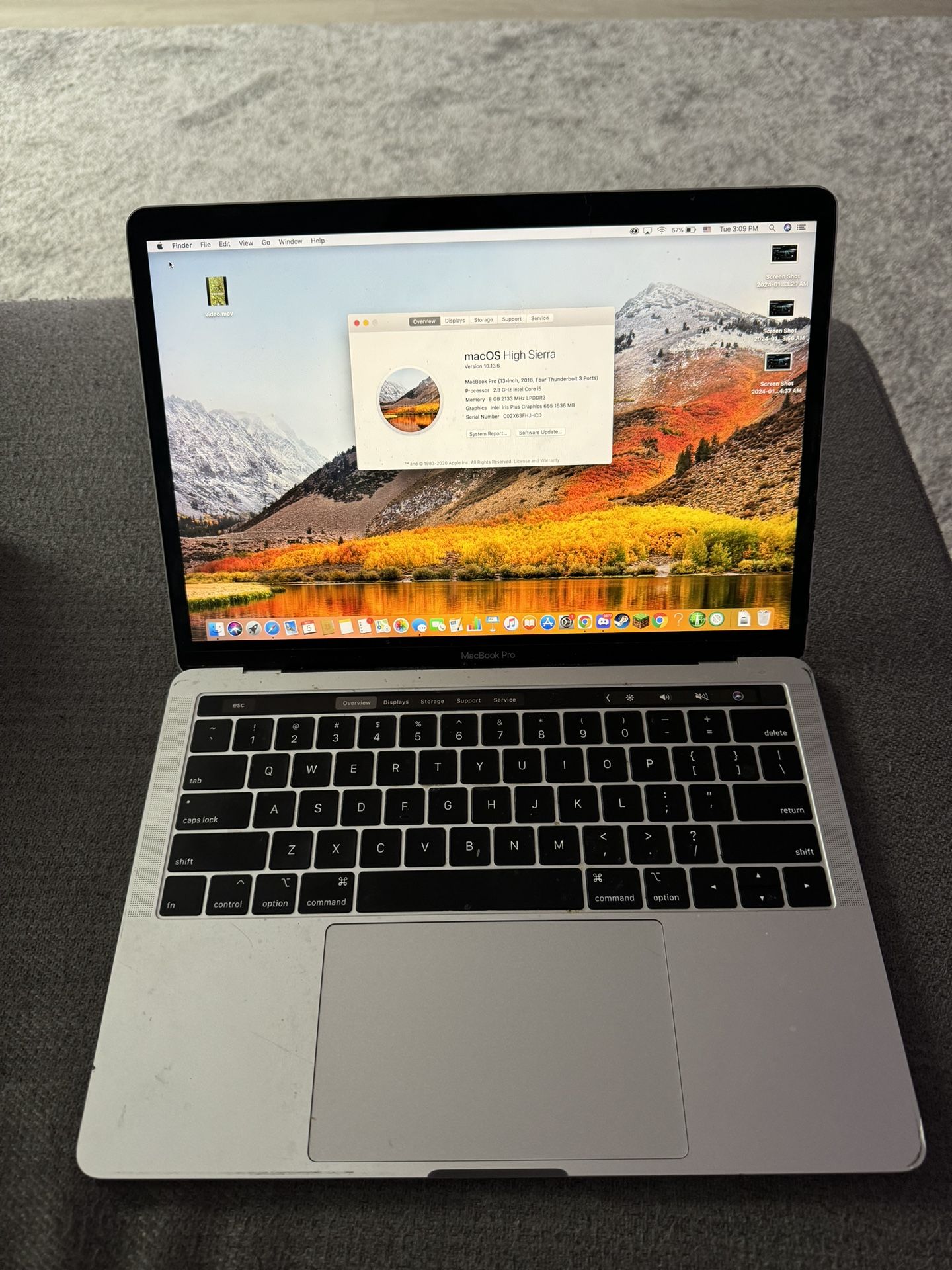 2018 MacBook Pro 13” Touchbar Intel i5 8 Gb 250 GB SSD