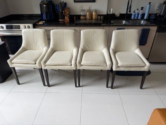 4 Ivory Leatherette Dining Room Chairs