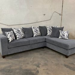 New Charcoal Sectional With Pillows