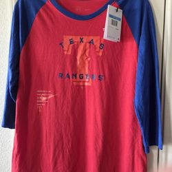 Women's Texas Rangers Nike Red/Royal Next Up Tri-Blend Raglan 3/4-Sleeve T-Shirt
