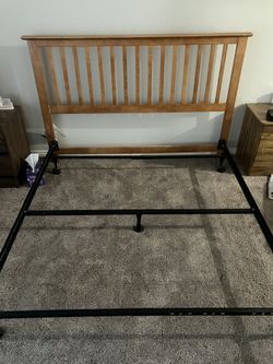Queen Bed Headboard + Metal Frame