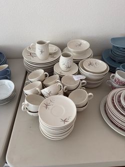 Vintage Ceramic Dinnerware Set with Floral Pattern