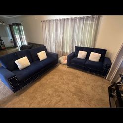 Velvet Blue Sofa Set