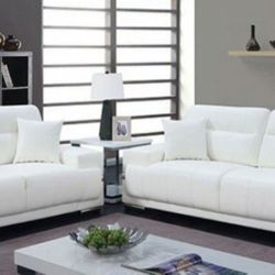 Brand New White Leather Sofa And Love Seat 