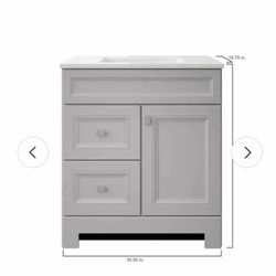 Sedgewood 30.5 in. W x 18.75 in. D x 34.375 in. H Single Sink Bath Vanity in Dove Gray with Arctic Solid Surface Top