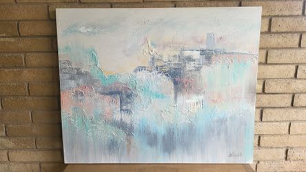 Large LEE REYNOLDS Acrylic Impressionist Painting on Canvas Colorful 40" x 50"