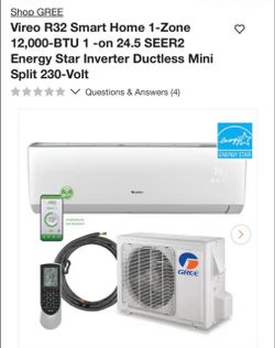 Vireo R32 Smart Home 1-Zone 12,000-BTU 1 -on 24.5 SEER2 Energy Star Inverter Ductless Mini Split 230-Volt missing line pipe