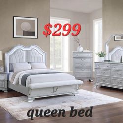 QUEEN BED ADD MATTRESS $199 FINANCE IS EASY NO CREDIT IS OK