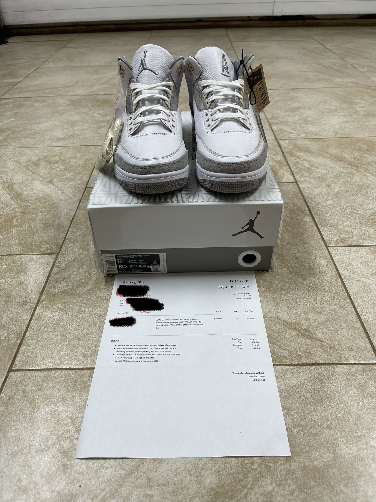 Nike Air Jordan 3 x A Ma Maniére Size 10.5 Men/12Women