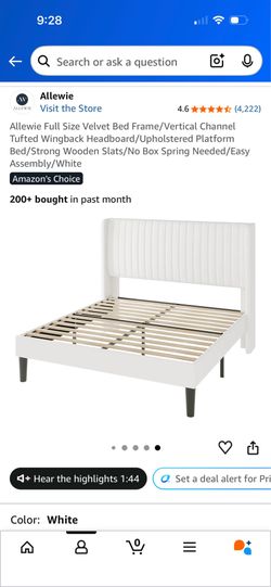Full sized Velvet bed frame headboard