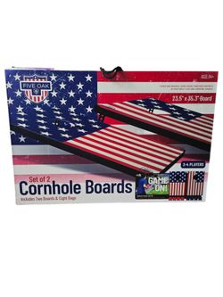 Five Oak Patriotic Cornhole Game Set – 2 Boards & 8 Bags USA Flag