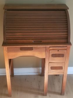 Nearly Antique Child's Roll Top Desk & Chair