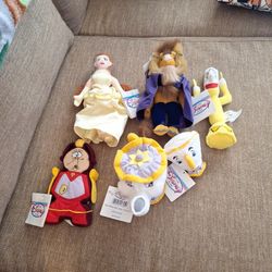 Retired Disney Beanie Babies Beauty And The Beast Set w/tags