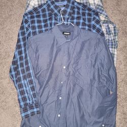 3 Mens Long Sleeve Dress Shirts