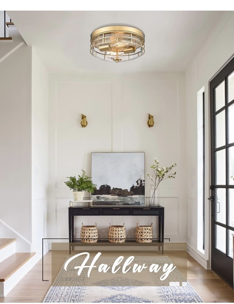FEMILA Flush Mount Ceiling Light Fixture, 13" Modern Farmhouse Ceiling Light