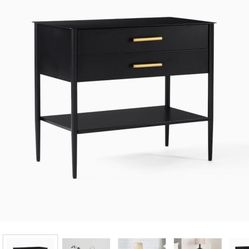 West Elm Metal Nightstand - 28” - Black W Gold