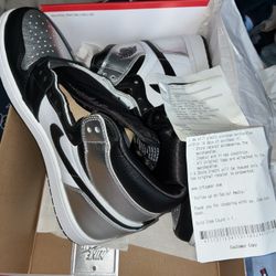 High top Silver Toe Jordan 1s