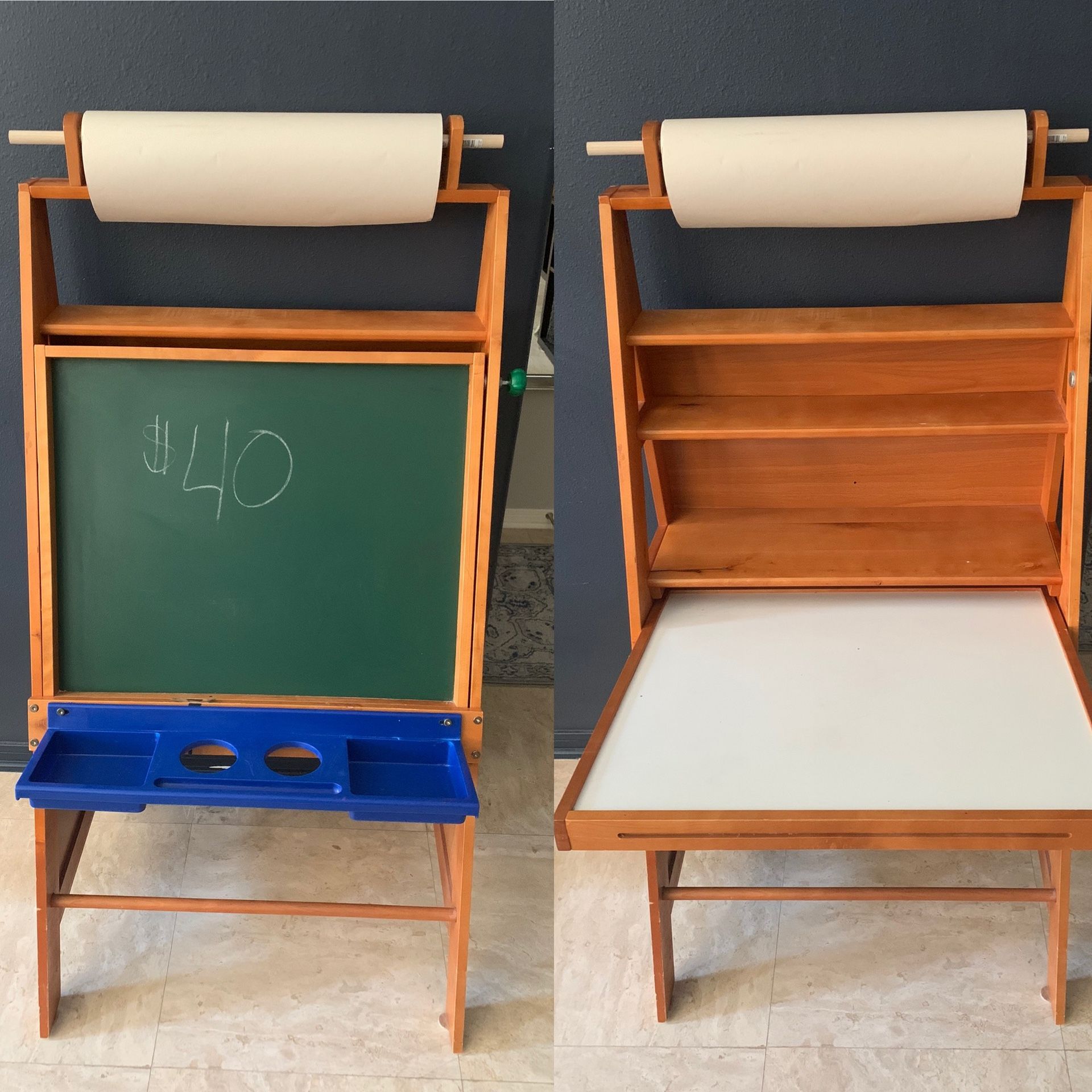Kid Kraft chalkboard/ whiteboard combo with storage