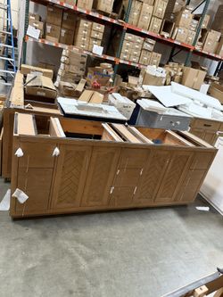 83” Bathroom Vanity In Wood Color 