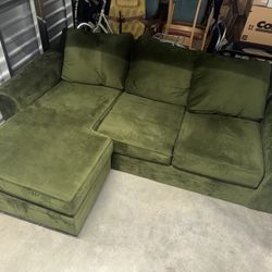 Delano Ash Sofa Custom Green Reversible Chaise
