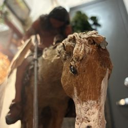 large sculpture titled "End of the Trail" by Colorado artist Daniel Monfort, created in 1982. Note there’s a chip in the foot.