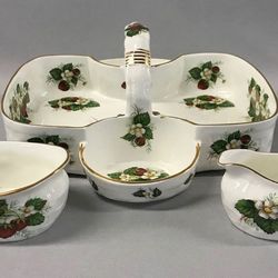 Vintage Porcelain Tea Basket Set 