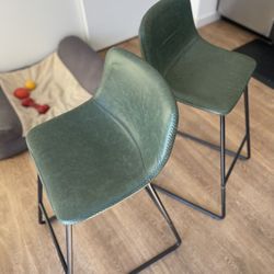 Green faux leather bar stool 