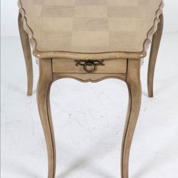 Vintage Scalloped Edge Accent Side End Table With Drawer