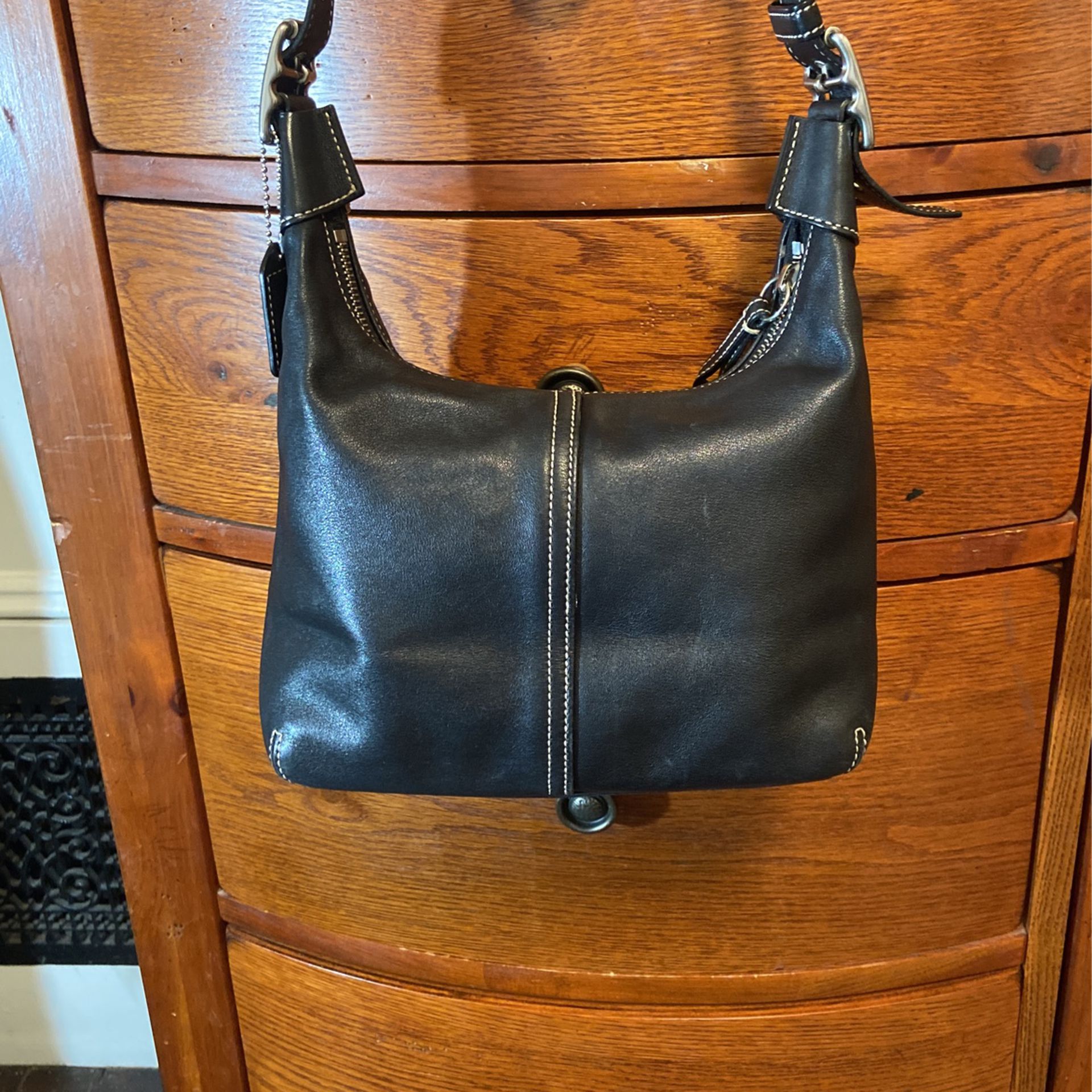 Coach Vintage Black Leather Hobo Bucket Shoulder Bag