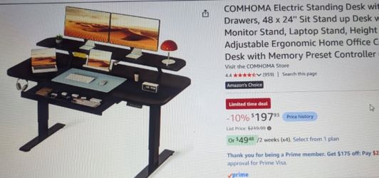 Electric Standing Desk with Drawers