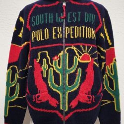 Polo Ralph Lauren Voyager Sweater SouthWest Expedition Wool Cardigan Mens Medium