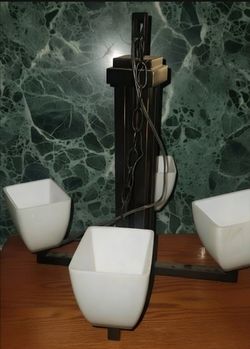 Modern 4 Light Mission / Craftsman Style Hanging Pendant Chandelier