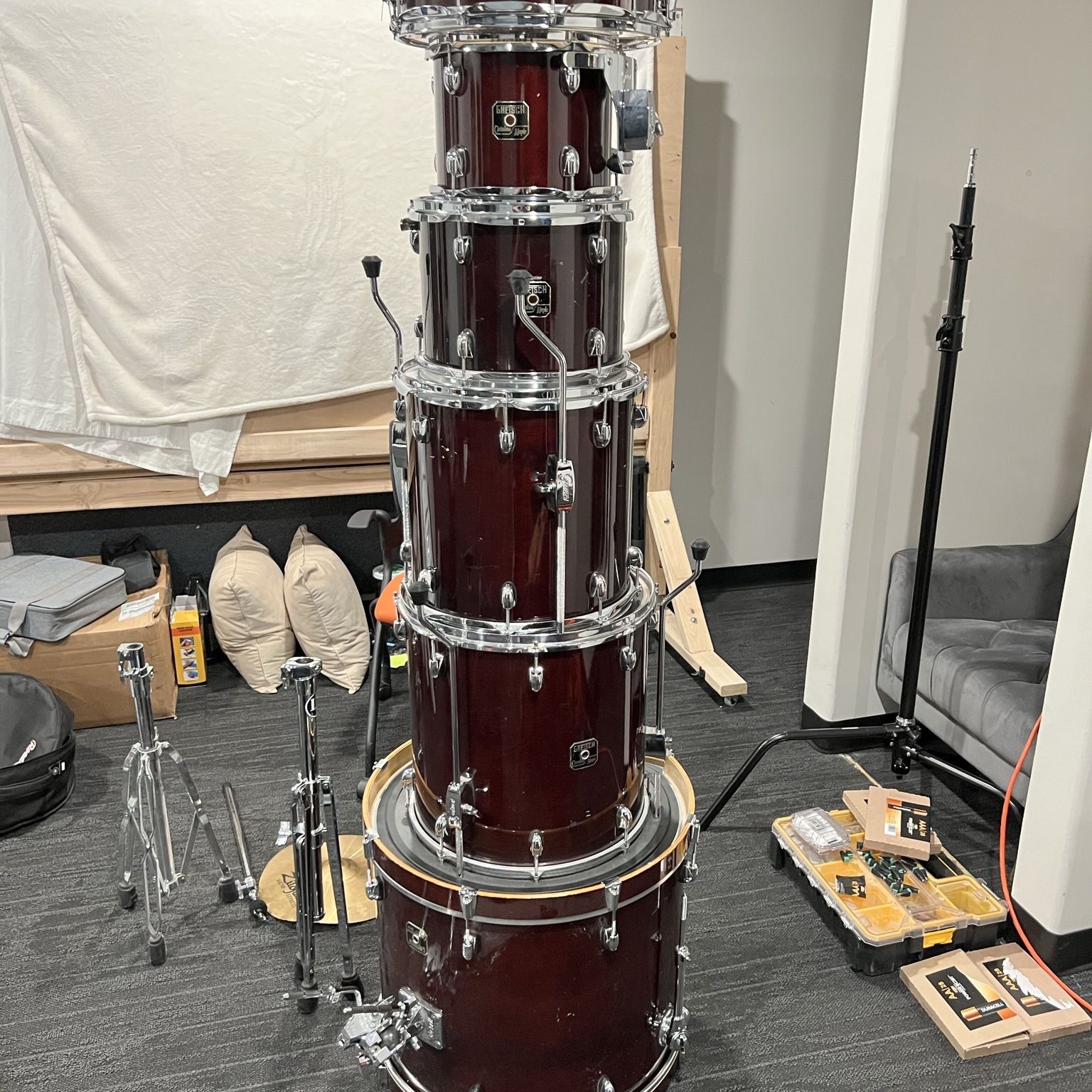 Gretch Catalina Maple 6 Piece Drum Set + Hardware + Drumset Cymbals Drums