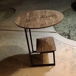 Round Wooden Side Table with lower shelf